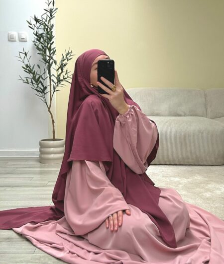 Abaya cloche manche ballon Tissu Soie de Médine